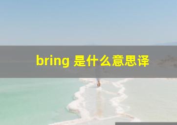 bring 是什么意思译